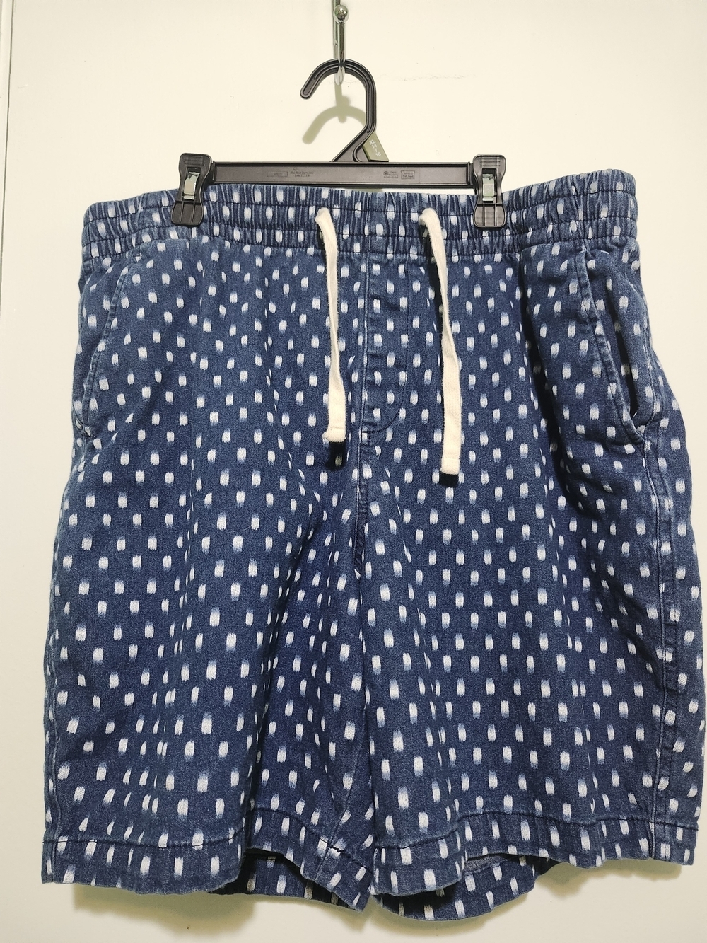 Old Navy Navy Blue Printed Swim Trunks with White Drawstring